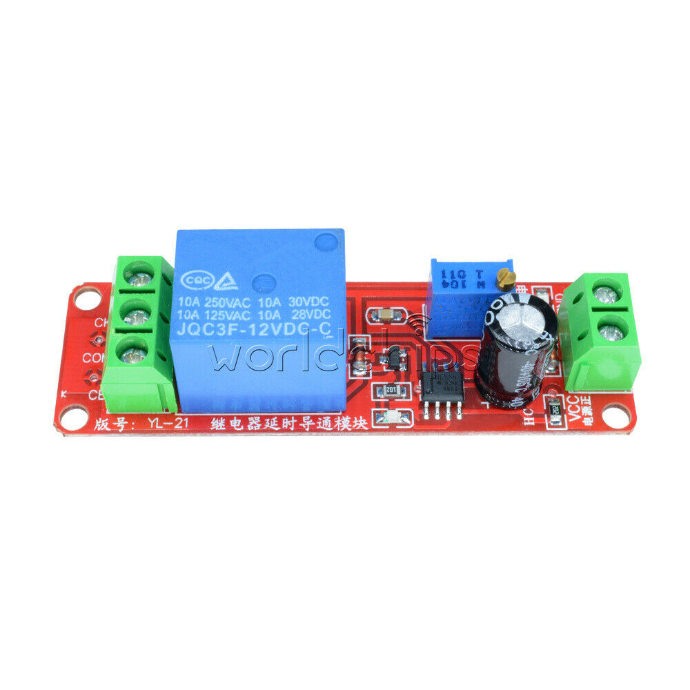 12V DC Conduction Delay Relay Shield Module NE555 Timing Turn-on Timer Switch