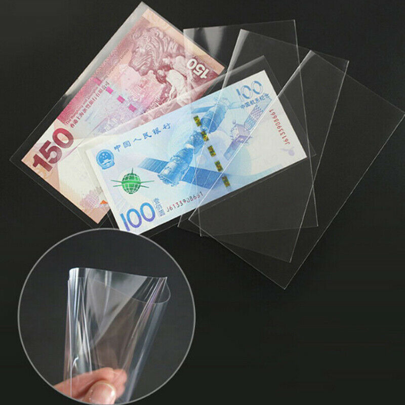 100pcs Paper Money Bills Holder Currency Banknote Case Storage Protection BaSJ