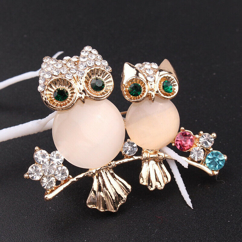 Cute Crystal Owl Animal Corsage Banquet Decoration Women Brooch Pin Jewelr.l8