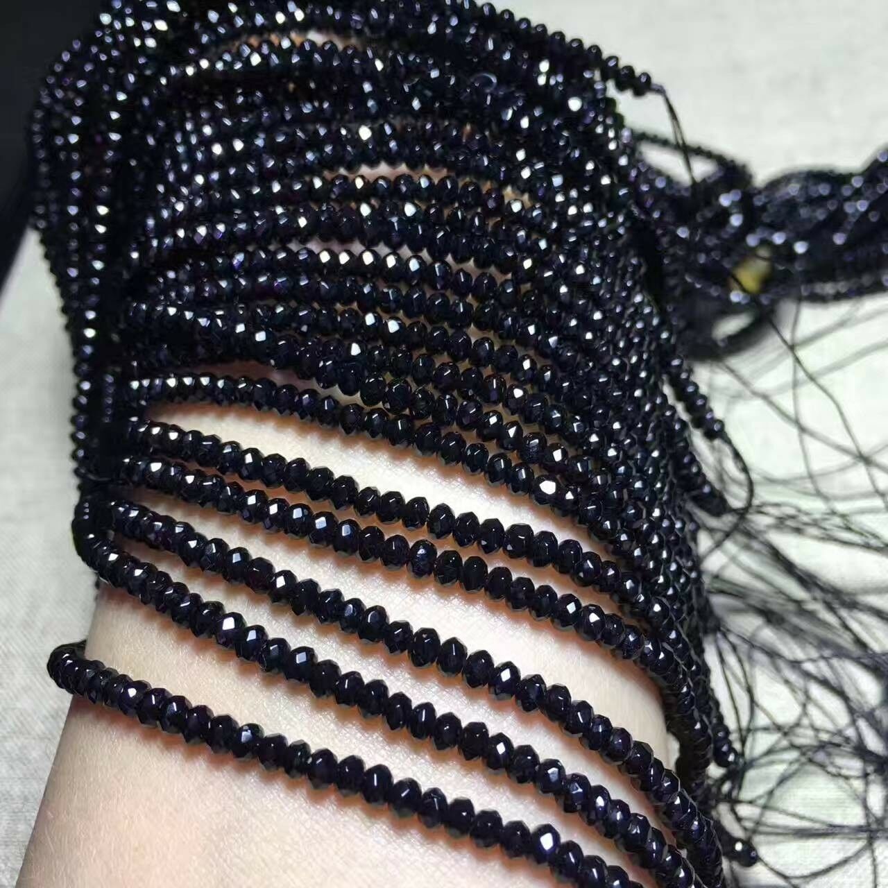 Wholesale 10pcs 2x4mm Faceted Natural Black Agate Onyx Rondelle Gems Loose Beads