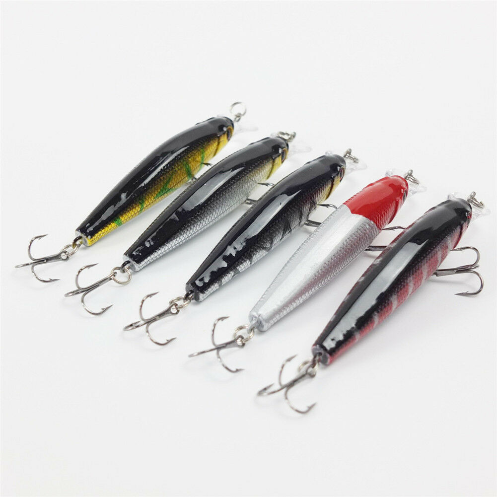 Lot 5pcs Fishing Lures Diving Crankbait Minnow Bait Crank Baits Hook Tackle 9cm