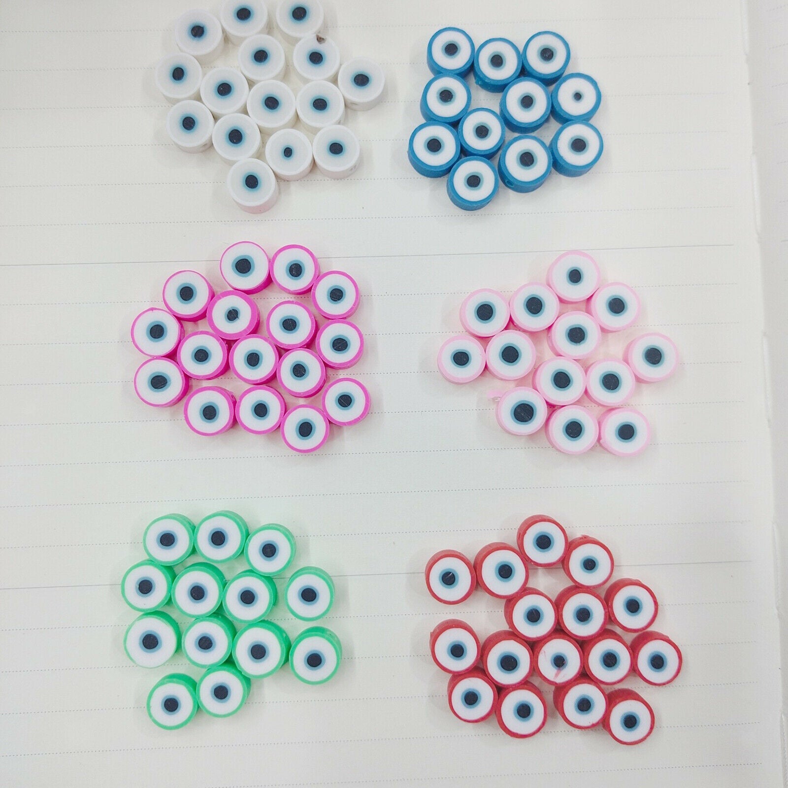 100Pcs Round Evil Eye Beads Charms 7-11mm for Bracelet DIY Earring Decor