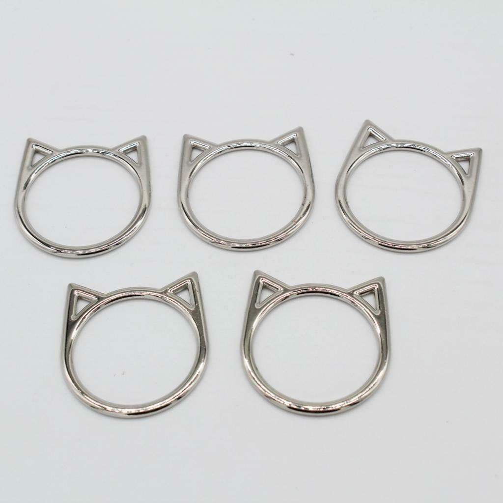 5 Packs Fashion Sliver Cat Rings DIY Choker Leather Necklace Leg Rings Makings