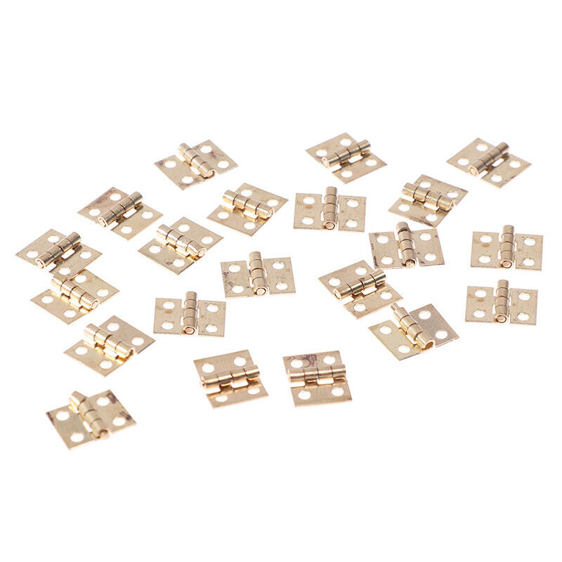 20pcs Cabinet Door Hinges Brass Plated Mini Hinge Small Decorative Jewe XC