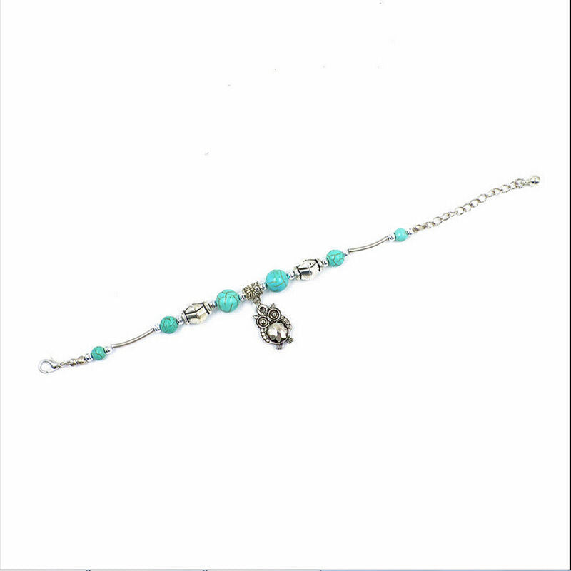 Top Lady jewelry turquoise bead owl pendants fashion popular girl bracele.l8