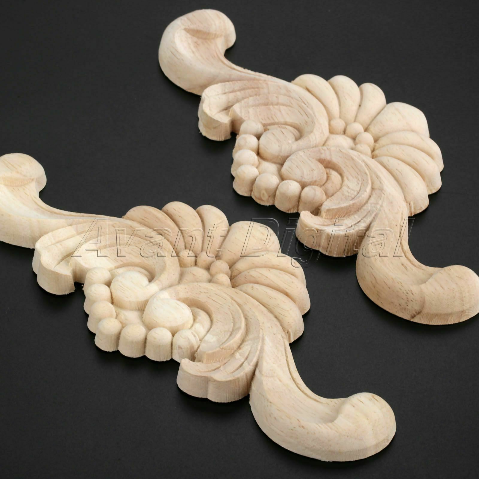 22*9cm Classic Horizontal Applique Unpainted Wooden Carved DIY European Style