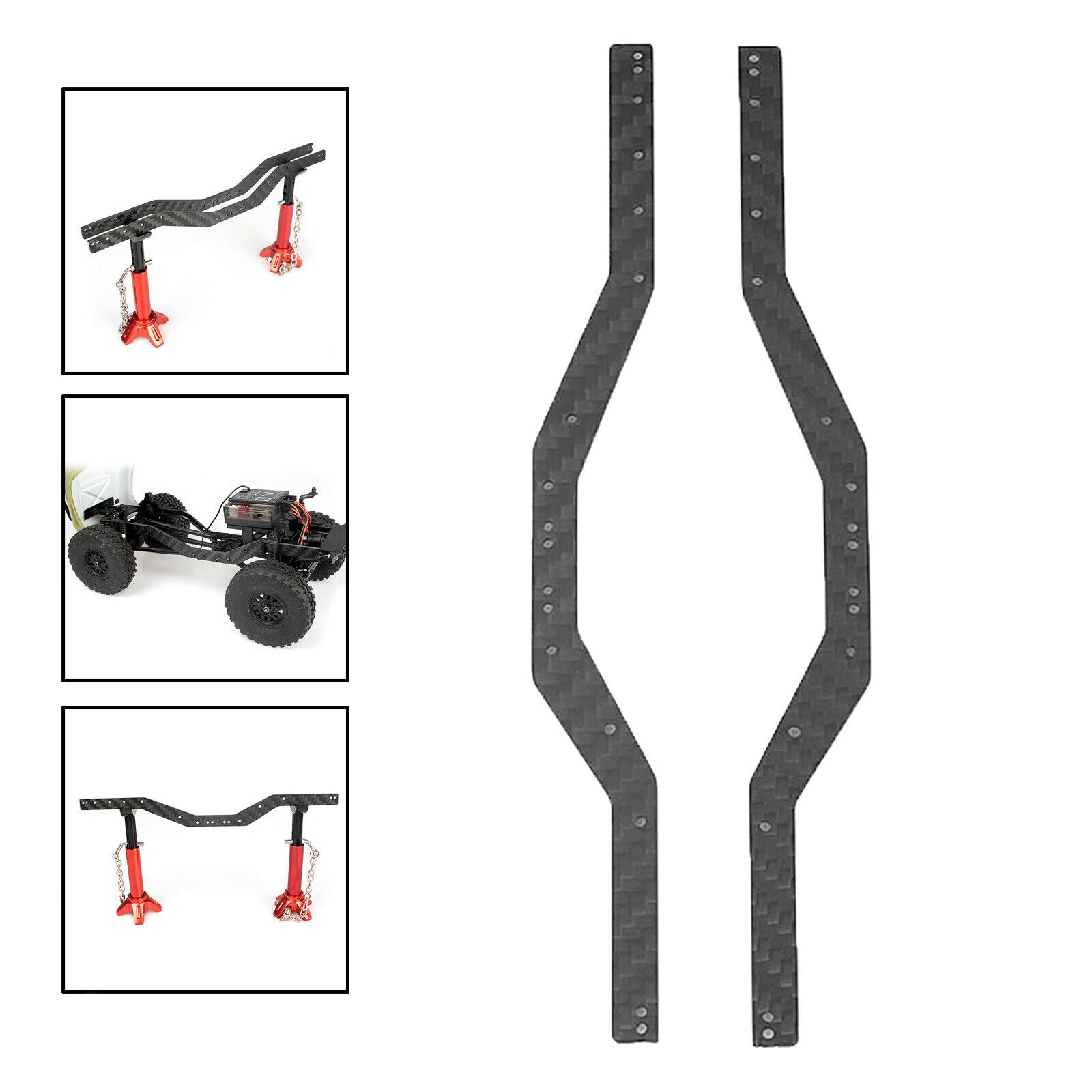 Carbon Fiber Chassis Frame Rails Set for Axial SCX24 90081 1/24 RC Rock Car