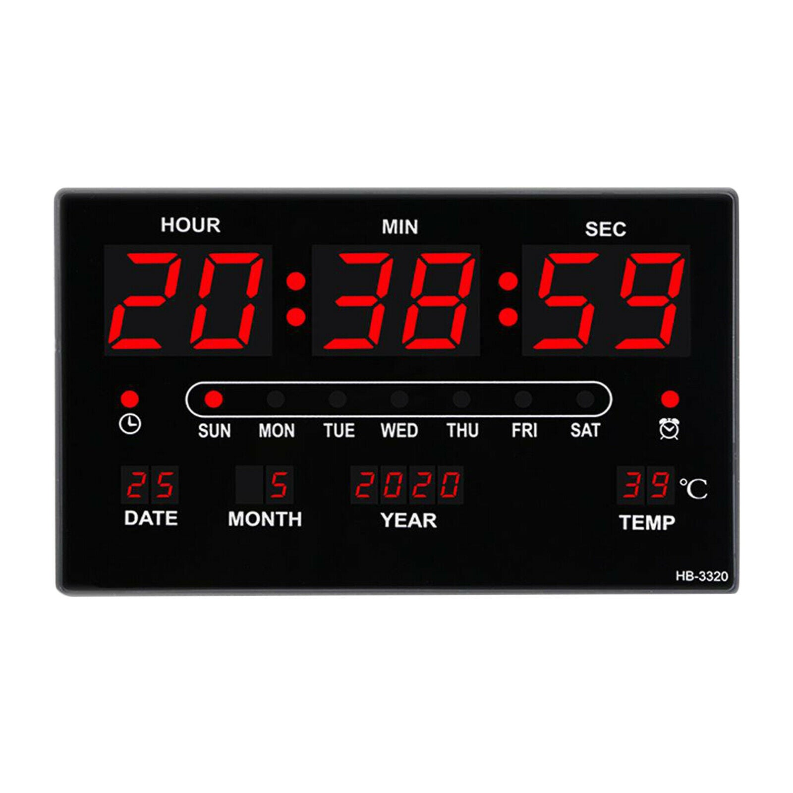 Digital LED Wall Desk Alarm Clock W/ Calendar Temperature Humidity 12H/24H