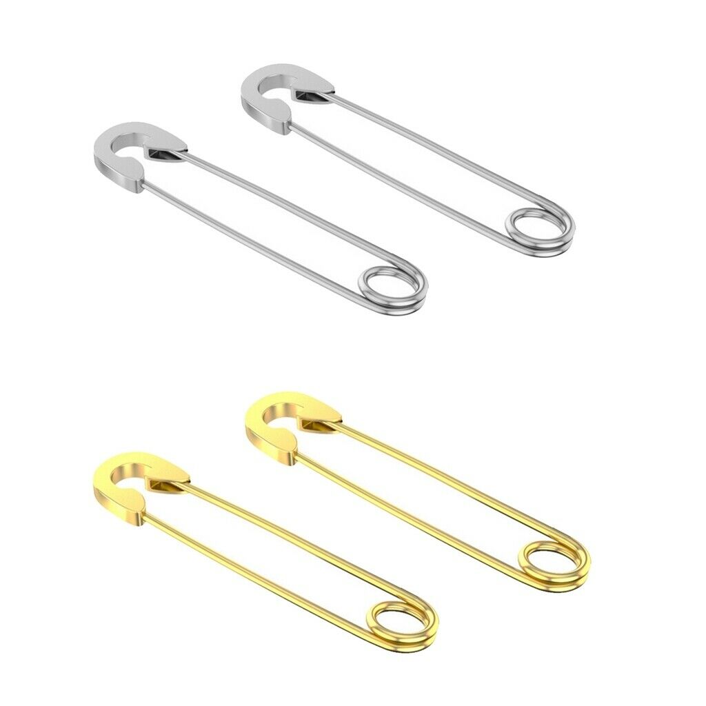 4pcs Ladies Girls Punk Safety Pin Earrings Drop Stainless Steel Ear Cuff