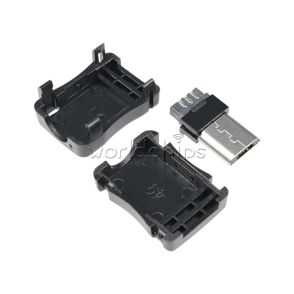 20pcs Micro USB 5 Pin T Port Male Plug Socket Connector&Plastic Cover DIY