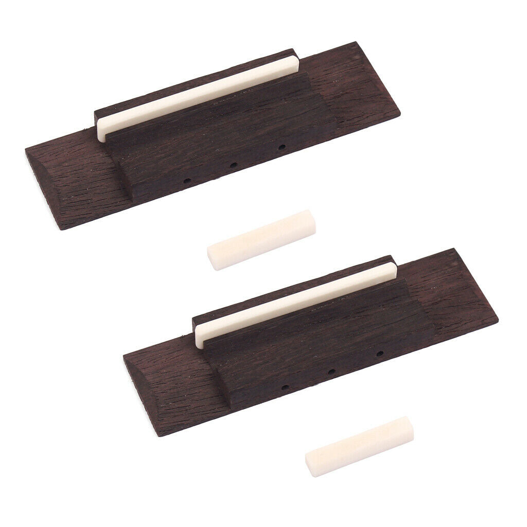 2 Pieces Rosewood Bridge With Bone Saddle and nut for 3 String CIGAR Guitar