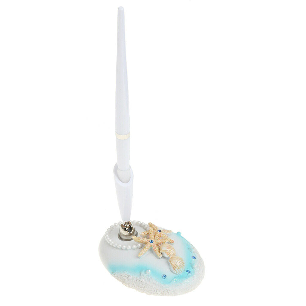 Wedding Party Reception Signing Pen Cockle Starfish Holder Signature Set