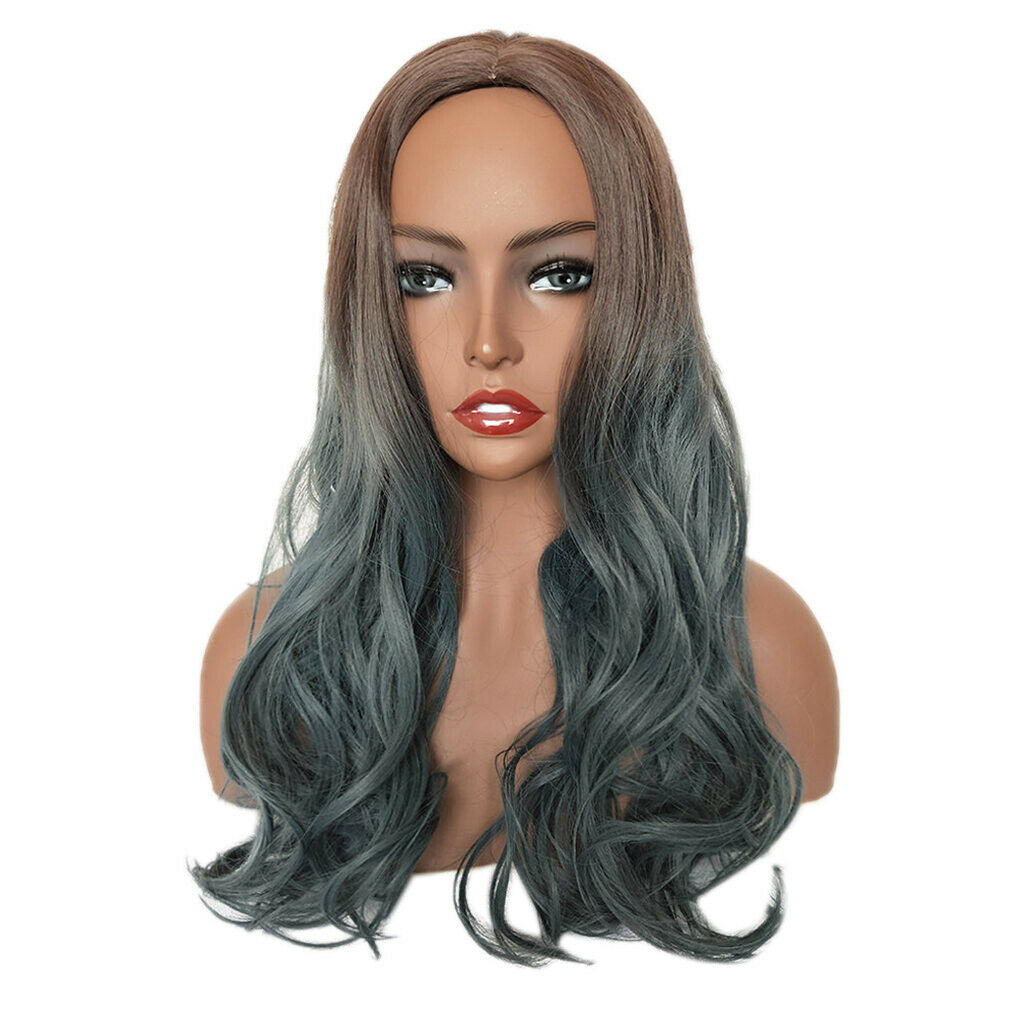 Ombre Middle Part 22" Long Wavy Synthetic Fiber Wigs for Women 5 Styles 05