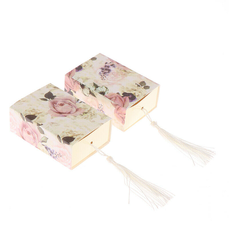 10pc New Rose Flower Pattern Tassel Pendant Candy Box Chocolate Box Gift .l8