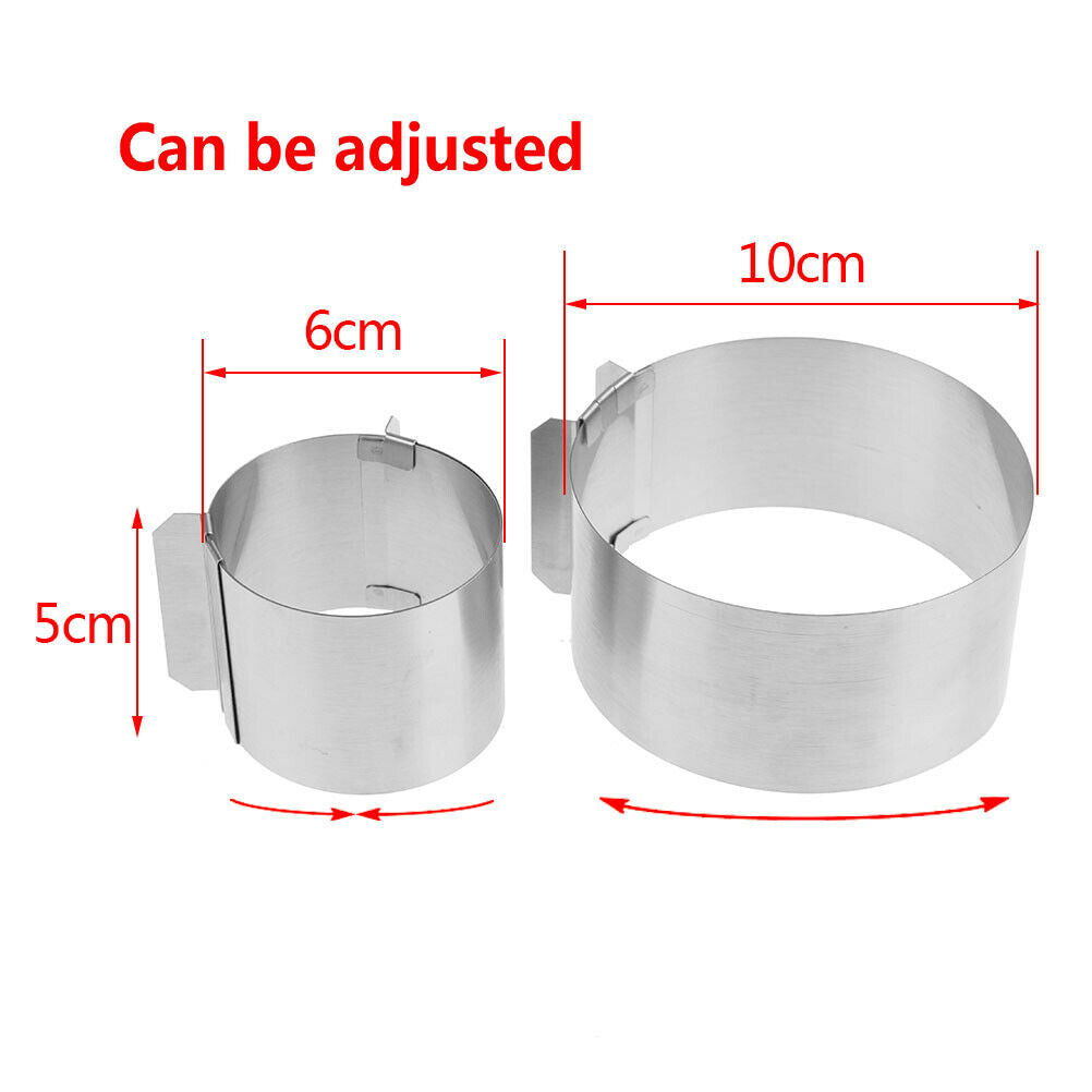 StainlessSteel Circular Mousse Cake Ring Adjustable Mousse Cookie Mold PastrHIA