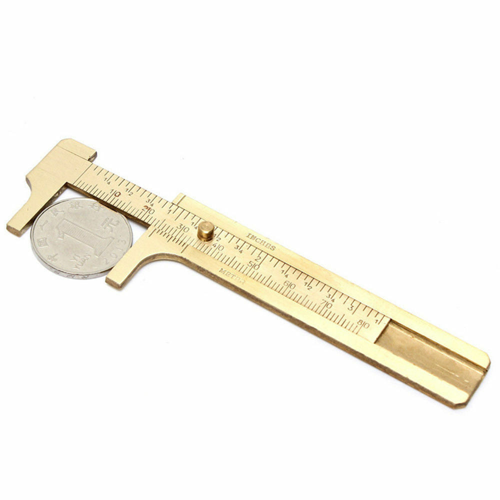 Mini Metal Scale Brass Sliding Gauge Vernier Caliper Ruler Pocket Measuring Tool