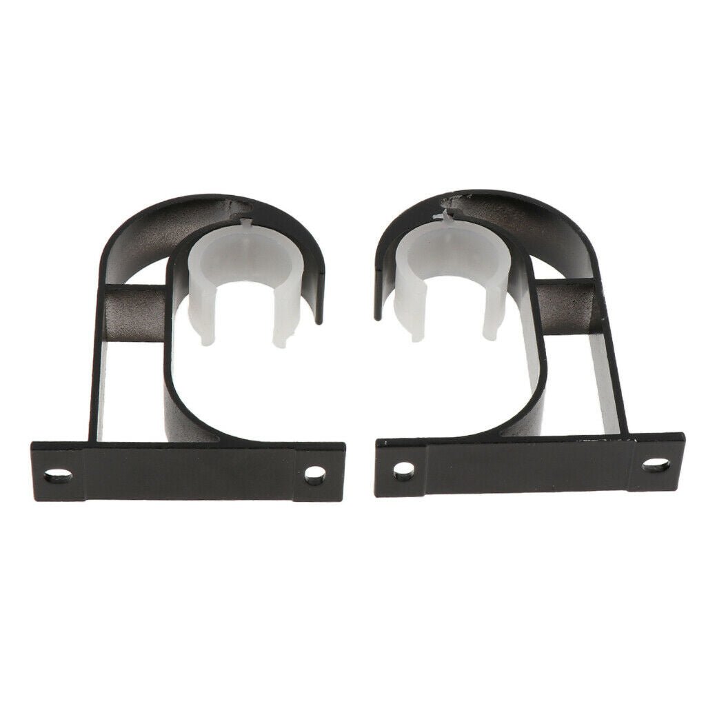 2 Pieces Metal Curtain Brackets Wall Mounted Pole Holder Black Heavy Duty