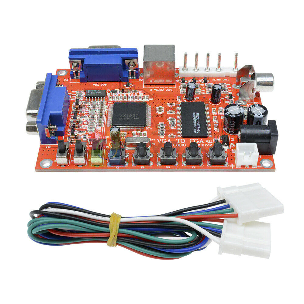 Durable VGA to RGBS/CGA/AV/S-Video Converter Board Arcade Game Multicode w/ Wire