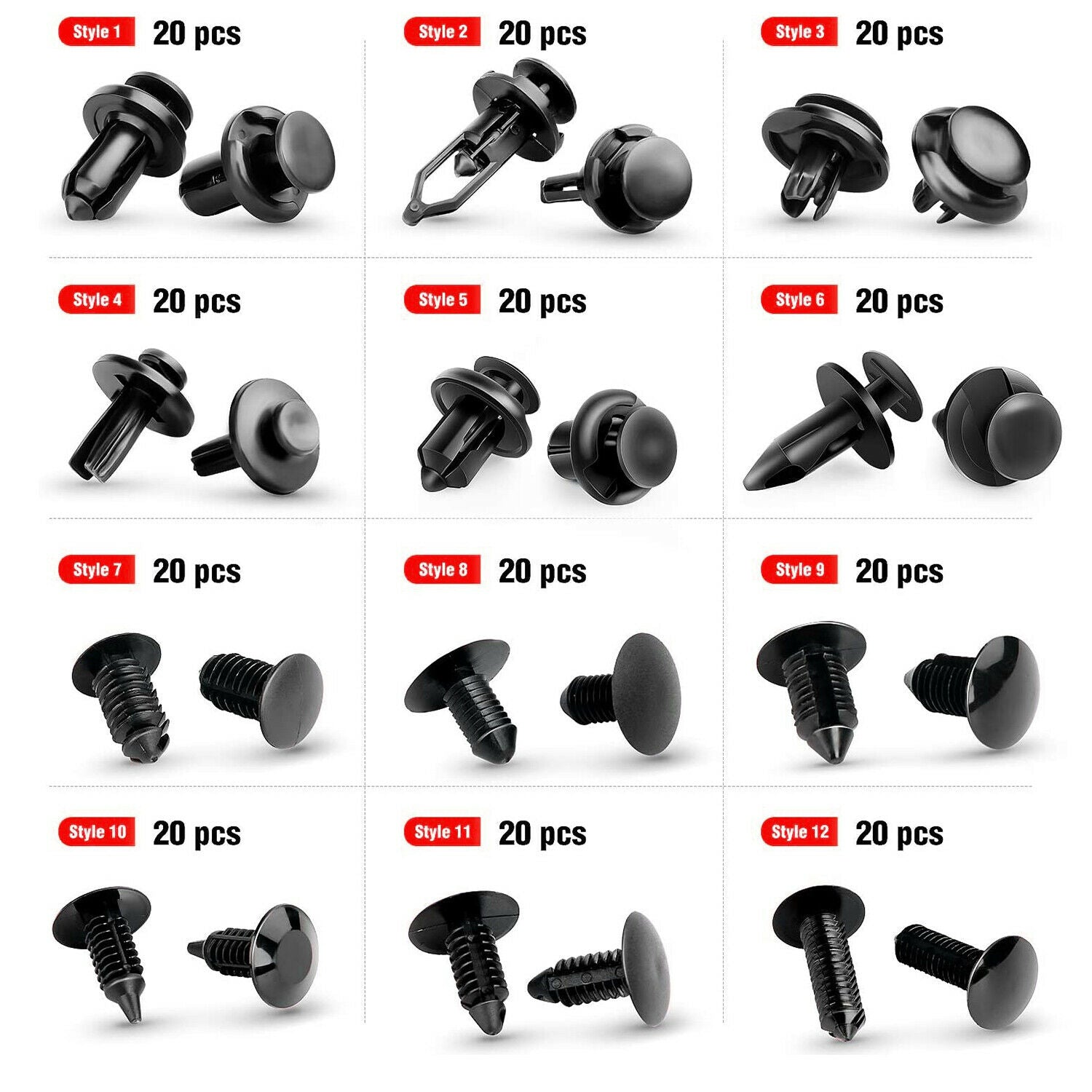 240 Pcs Auto Retainer Clips Car Fasteners Kit Set Push Pin Plastic Rivets bumper