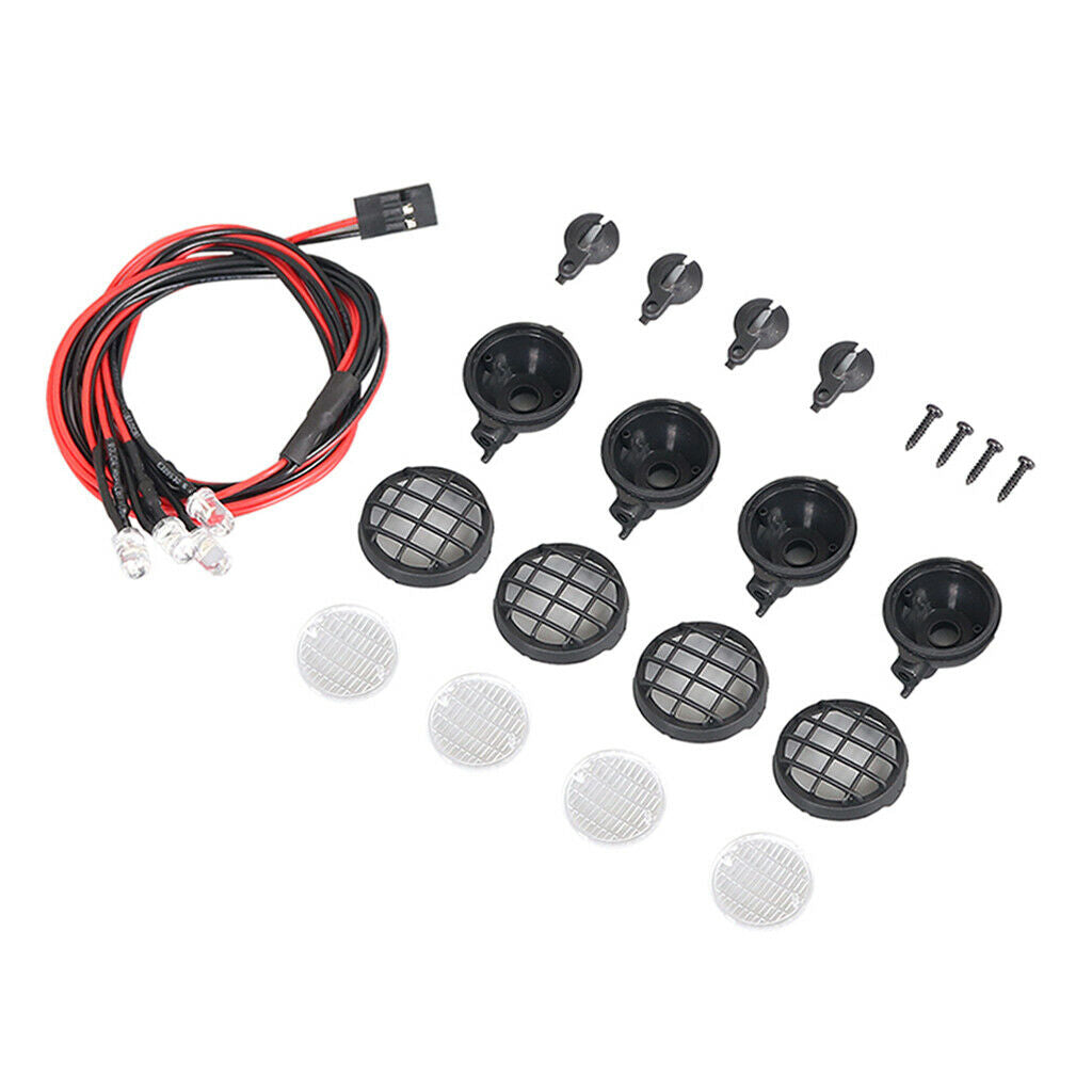RC Car Light Led 4 Black w/ Lampshade for Axial scx10 D90   1:10 Crawler