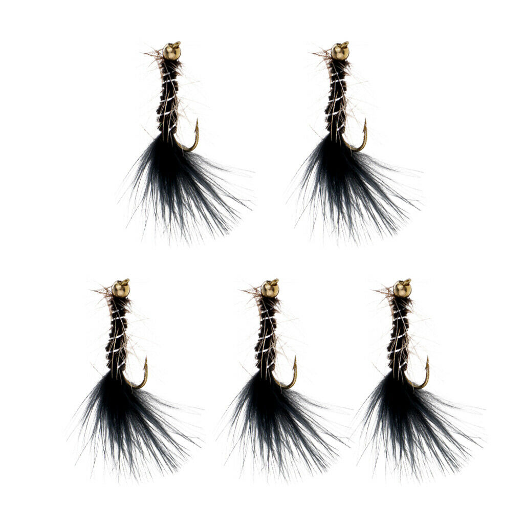 Carp Fishing Wet Flies Brass Head Fly Fishing Lure Bass Flies Lure 4cm Black