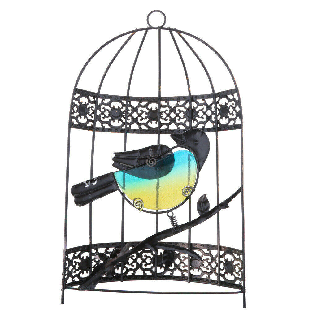 Iron Craft Bird Cage Wall Hanging Statue Home Wall Ornaments Sculpture