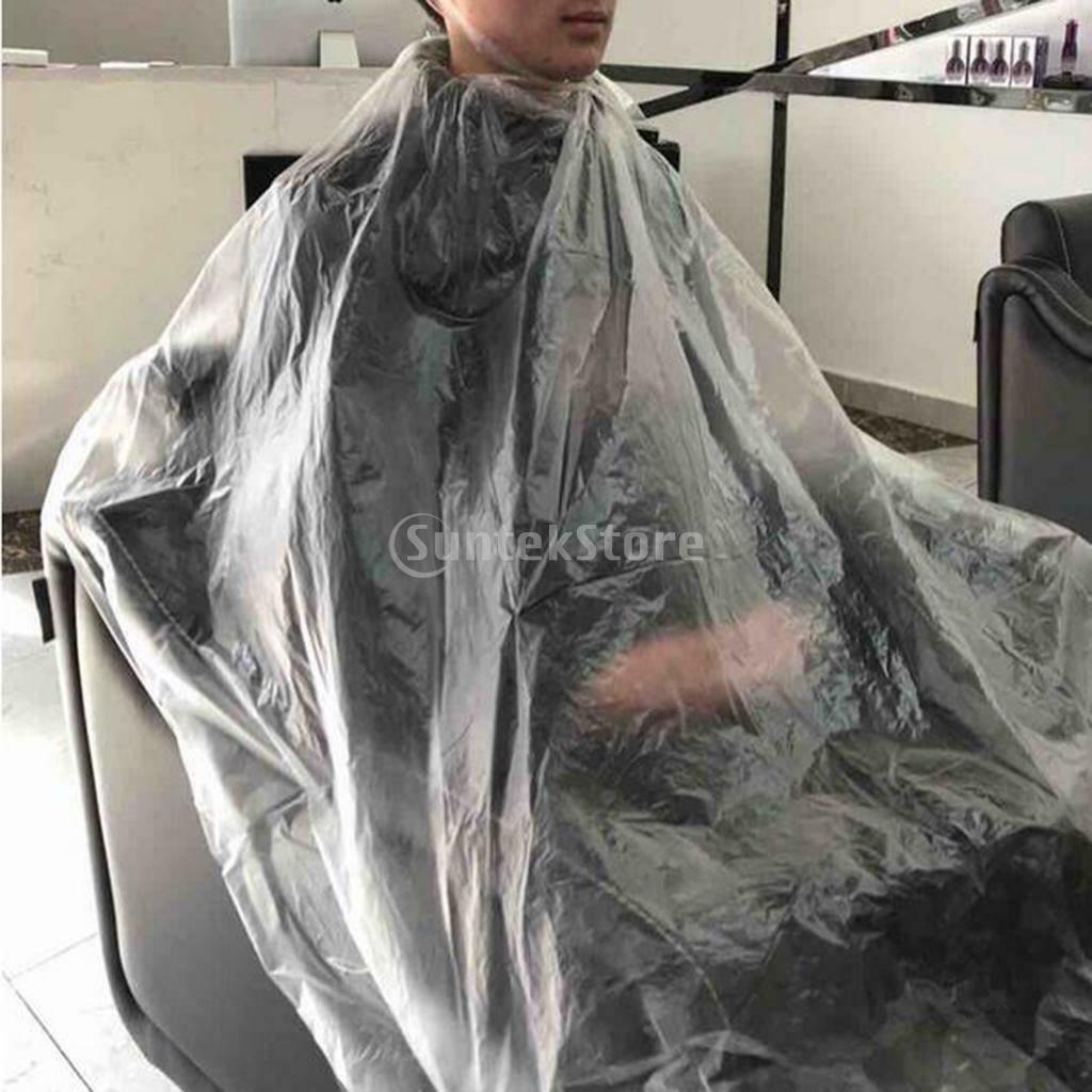 100Pcs Disposable Hair Cut Cape Gown Unisex Capes Apron + 100 Ear Cover