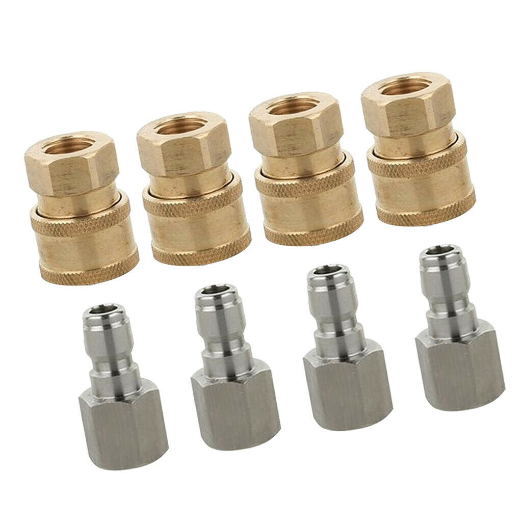 8pcs 1/4 inch Male and Female Pressure Washer Hose Connectors Quick Coupler