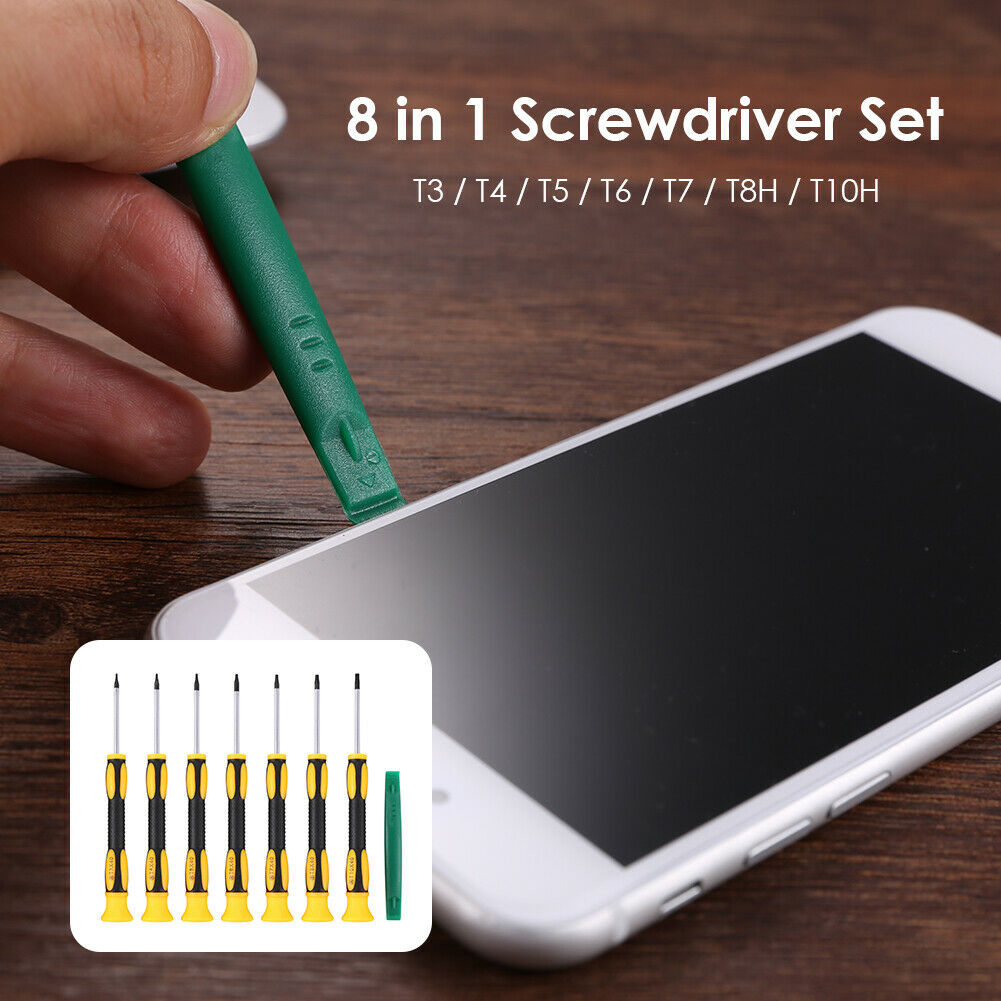 T3 T4 T5 T6 T7 T8H T10H 8 in 1 Screwdrivers Pry Bar Set for Switch Xbox360 @