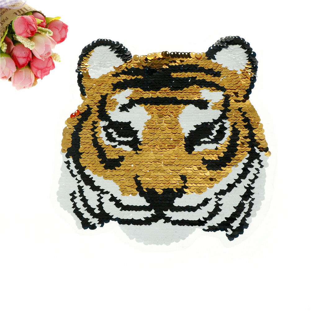 tiger change color sequins patches embroidered reversible badge fabric ap.l8