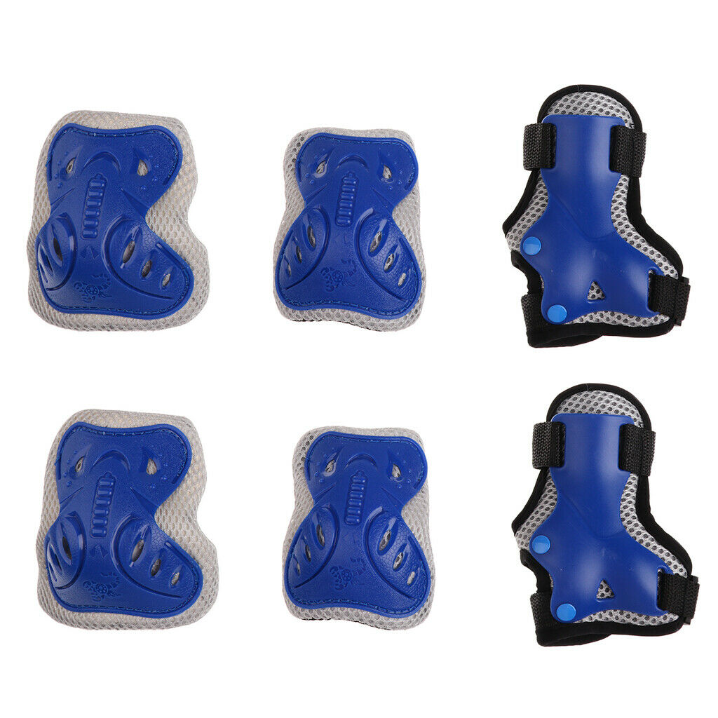 Outdoor Children Knee Elbow Wrist Pads Protection Gear Blue S for Age 3-8