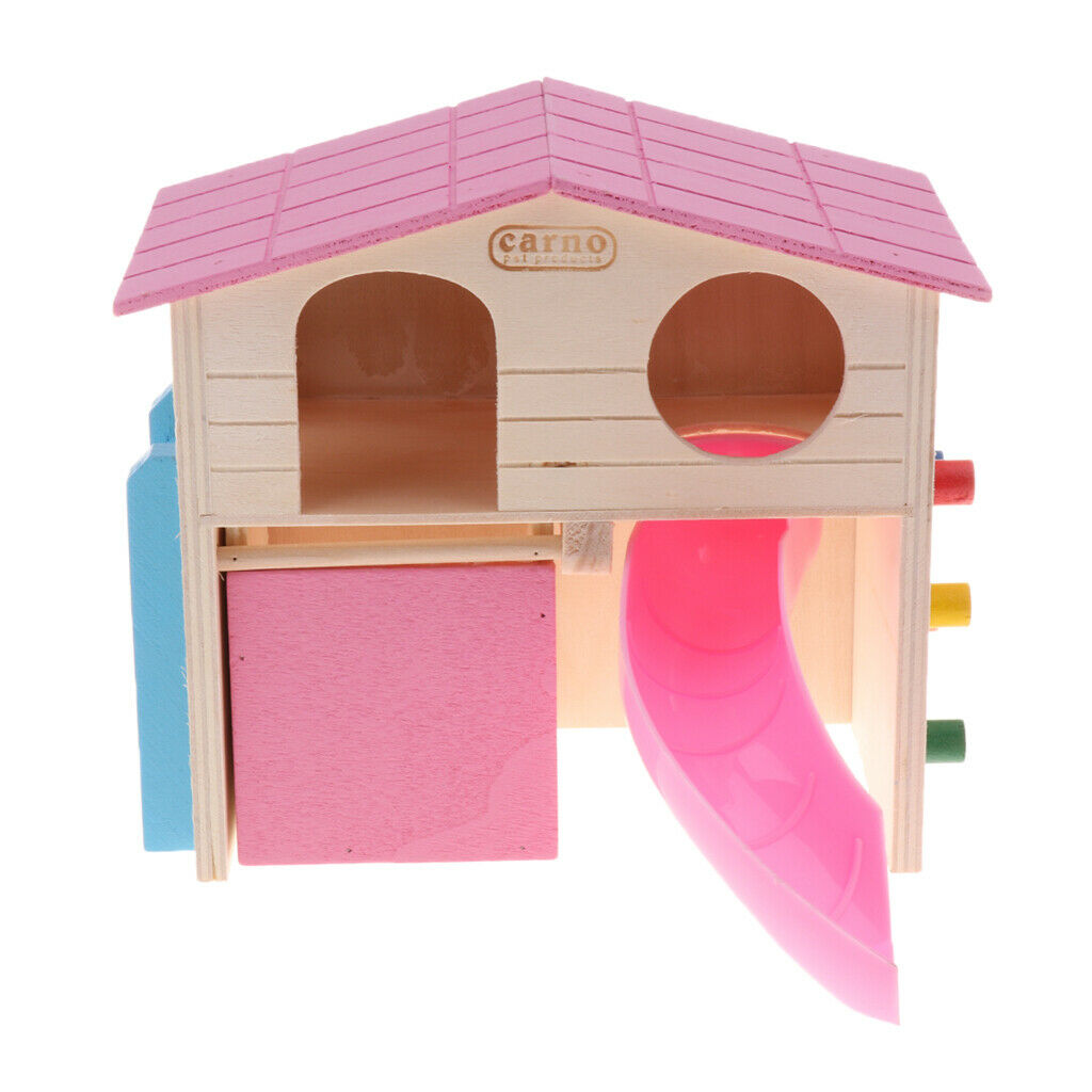 Set of 2 Double Layers Hamster House Wooden Small Animals Pet Rats Gerbil