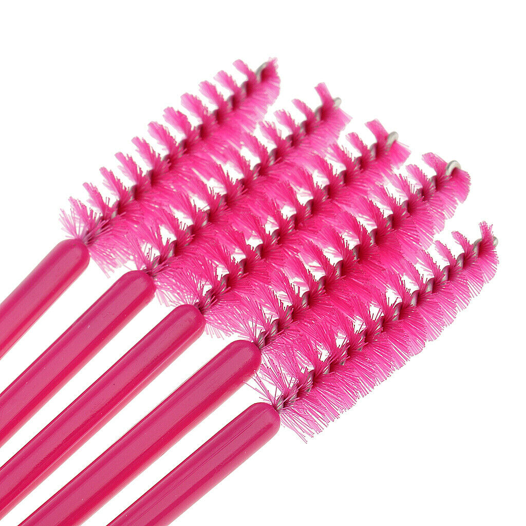 100 Pieces Disposable Eyelash Mascara Wands Applicator Makeup Brush Rose Red