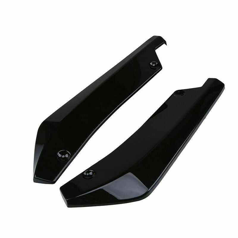 Pair Car Universal Glossy Black Rear Bumper Lip Wrap Angle Diffuser Splitter