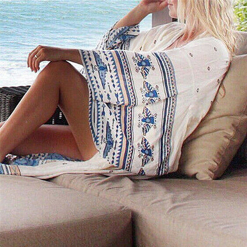 Women Summer Chiffon Bikini Cover Up Swimwear Bathing Suit Beach Dress Long 2 TL