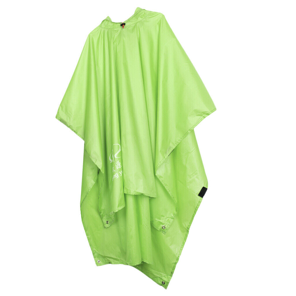 Multifunction Raincoat Poncho Cover Tent Hiking Rainwear Light Green