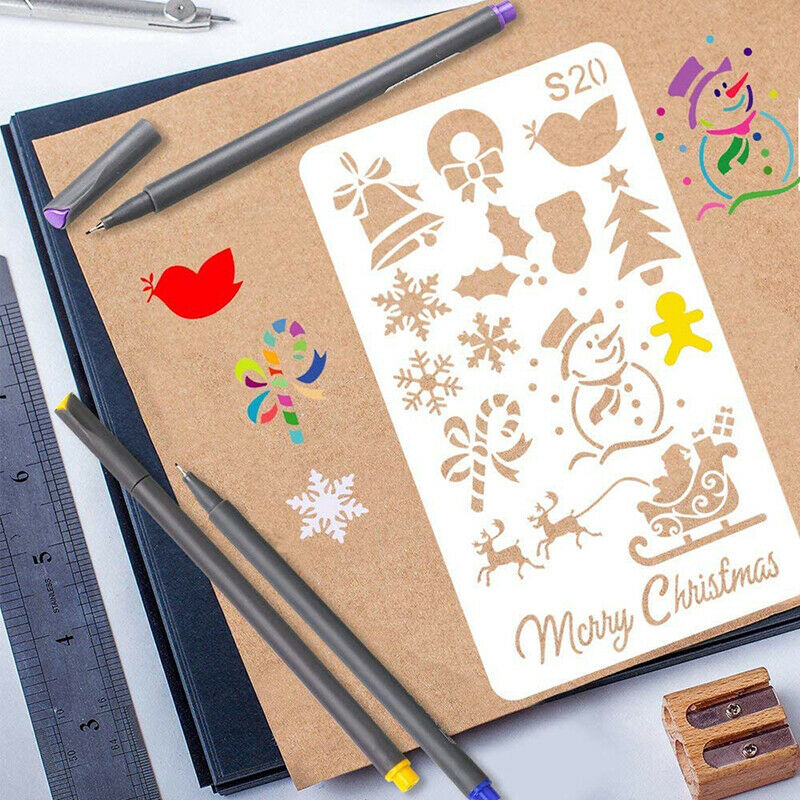 24pcs/set Journal Album DIY Border Drawing Template Ruler Stencil Painting YXDD
