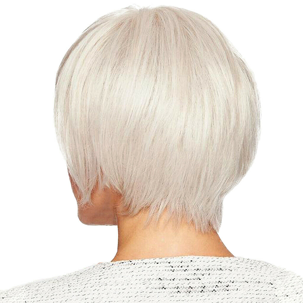 8 inch Short Straight Wigs Human Hair Pixie Cut Chic Wig for Women w/Bangs