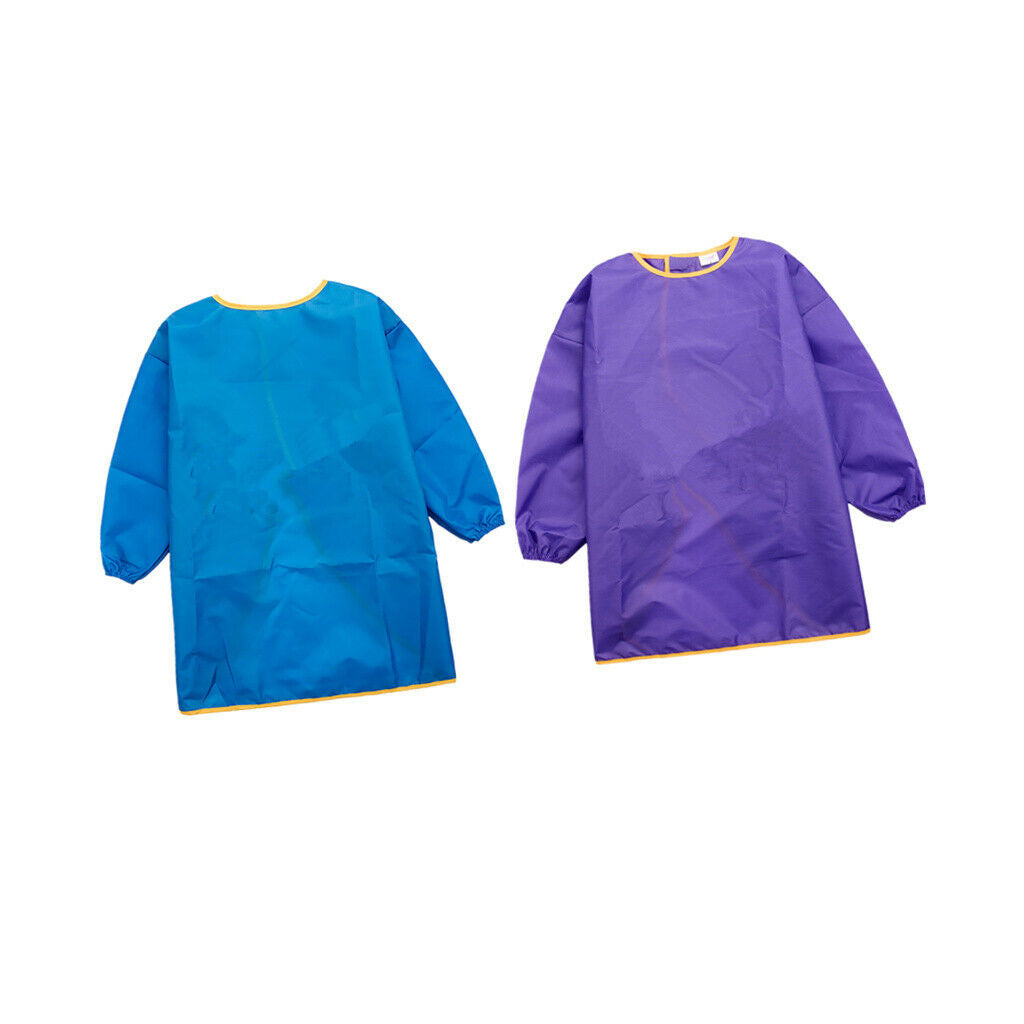 2pcs Kids Waterproof Aprons Long-sleeve Smock Cooking Painting Art Toddler  L