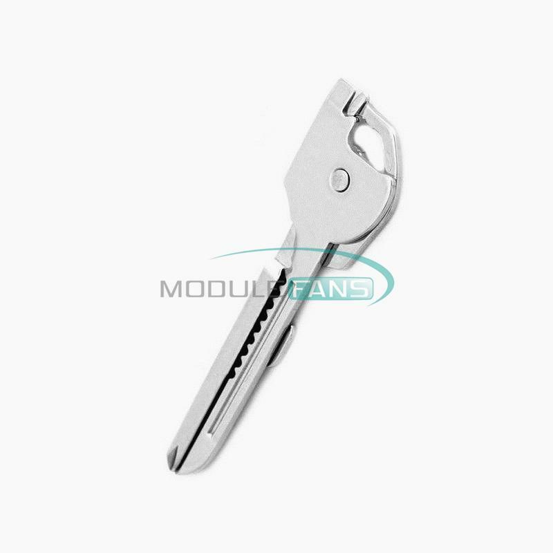 Stainless Steel 6-in-1 Utili Key Tool Keyring KeyChain Multifunction MF