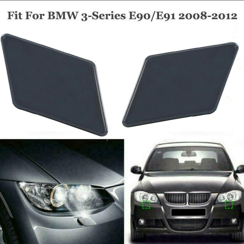 Pair L + R Headlight Washer Nozzle Cover Cap For BMW E90 323i 328i 335i 08-11