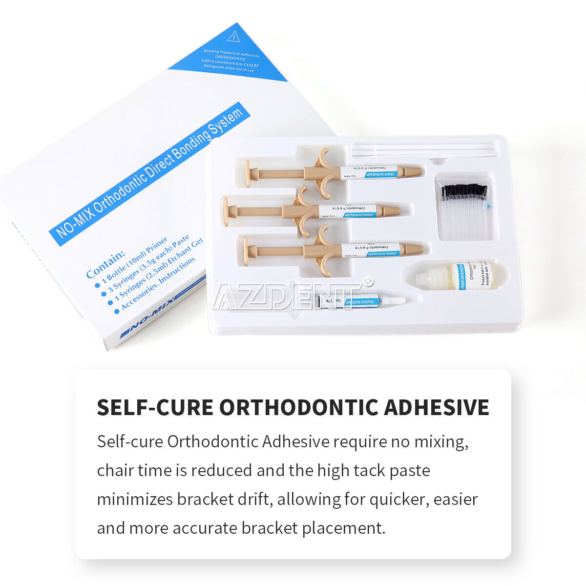 Dental Orthodontic Direct Paste Syringe Bracket Self -Cure Adhesive Bonding Kit