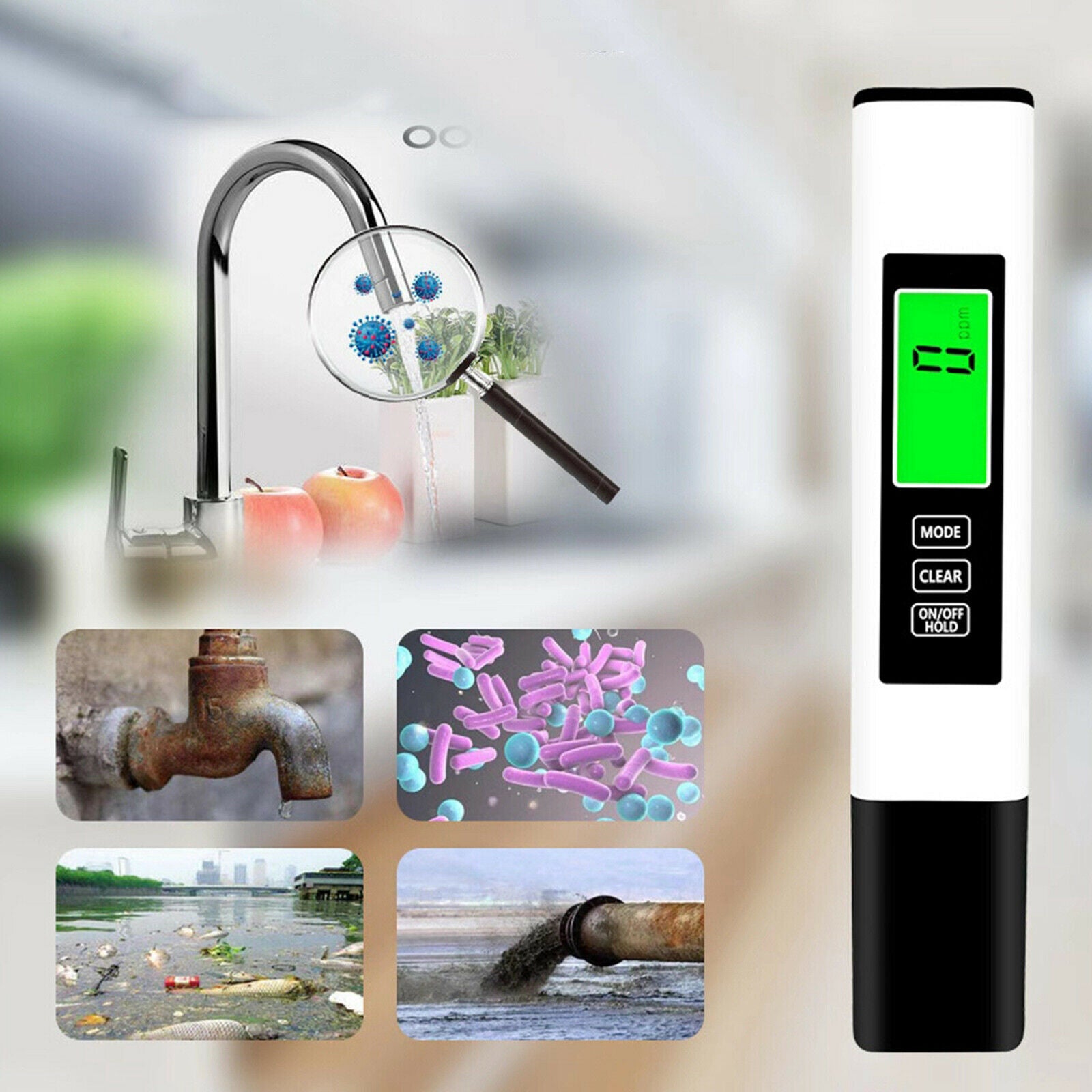 Drinking Water Tester 3 In 1 TDS Tester Pen 0-990ppm Multi-Function Meter
