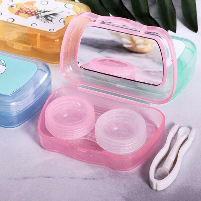 Cartoon Contact Lens Cases with Mirror Cute Contact Lens Box Square WomenBDAU