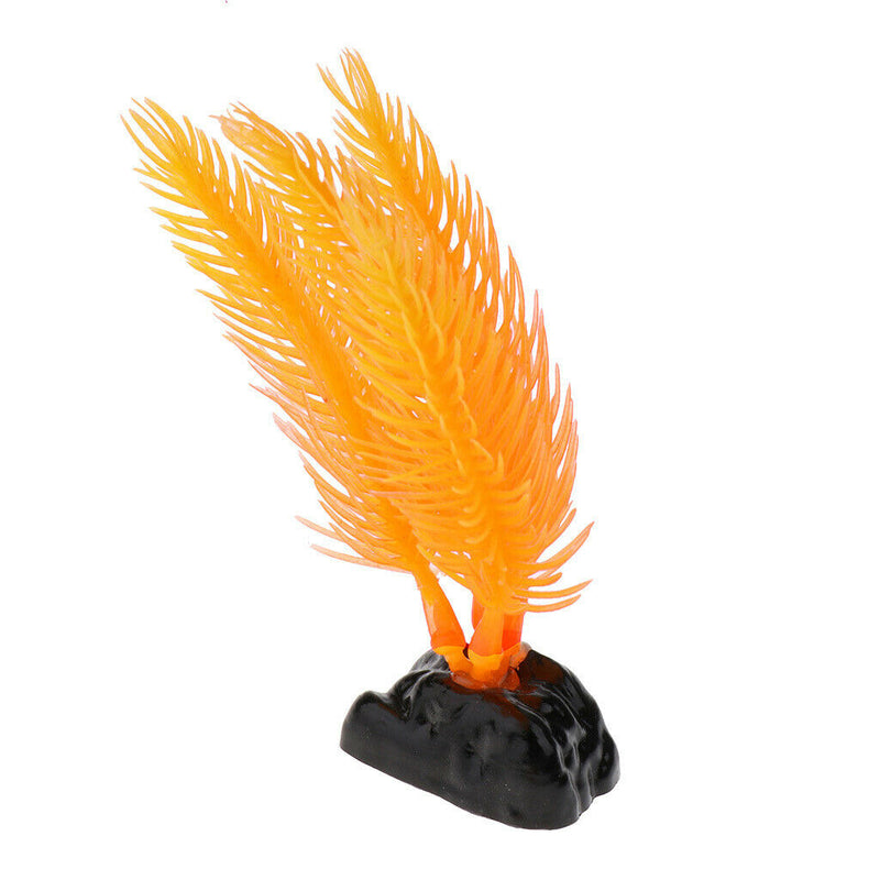 Plastic Aquarium Fish Tank Grass Water Plant Ornament Underwater Decor Yellow