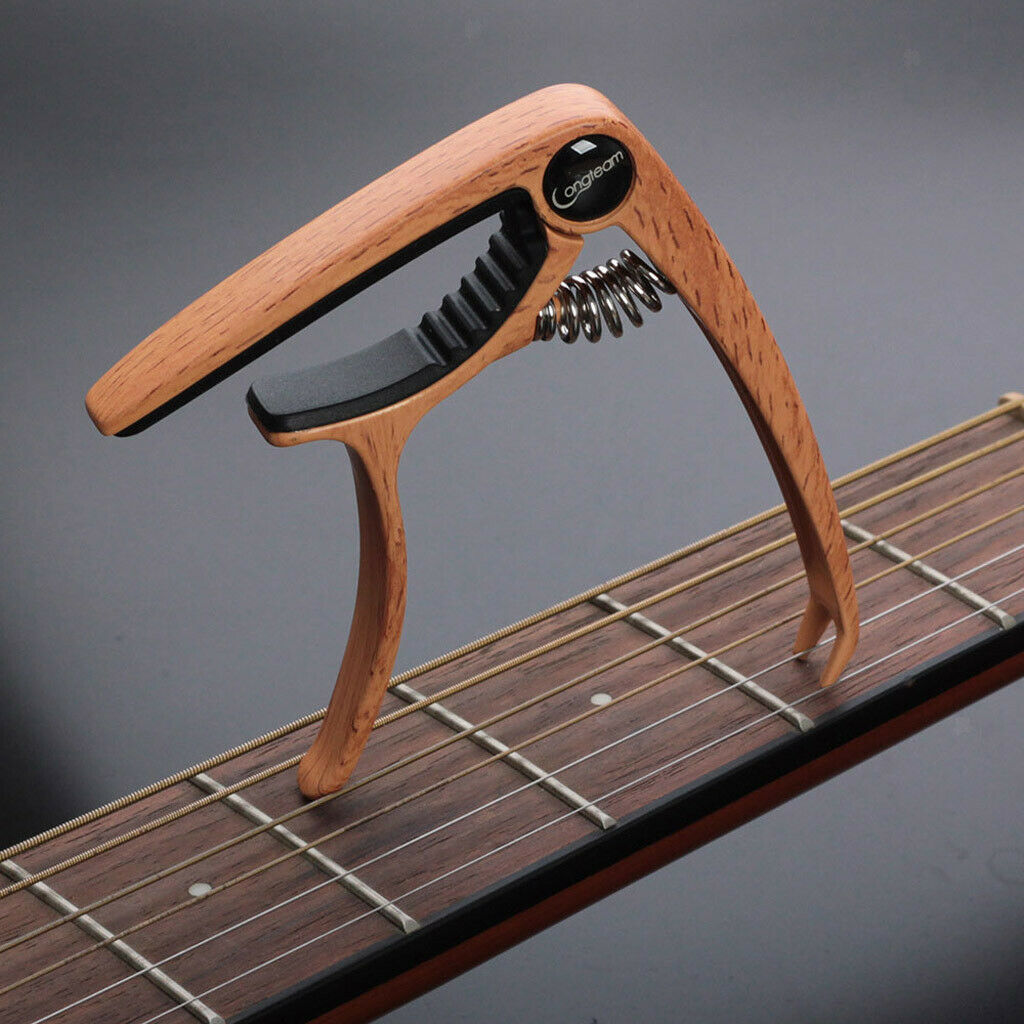 Wood Grain Guitar Capo Tuner   Quick Change Key Clamp Dark
