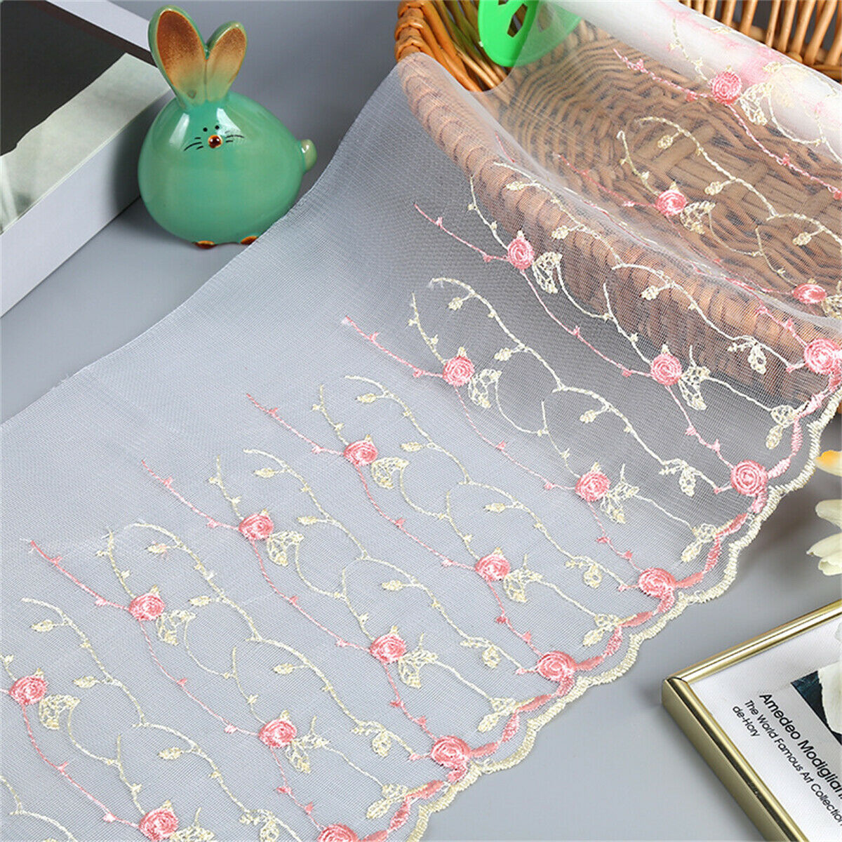2 Yards Pink Embroidery Lace Dress Skirt DIY Trimming Sewing  Applique Trims