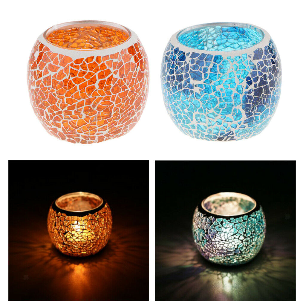Votive Candle Holder Glass Candlestick Orange And Blue Candlestick
