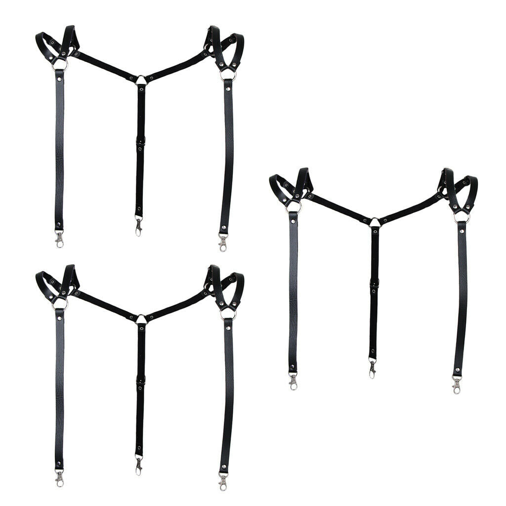 3 Men's Leatherette Suspenders Business Shirt