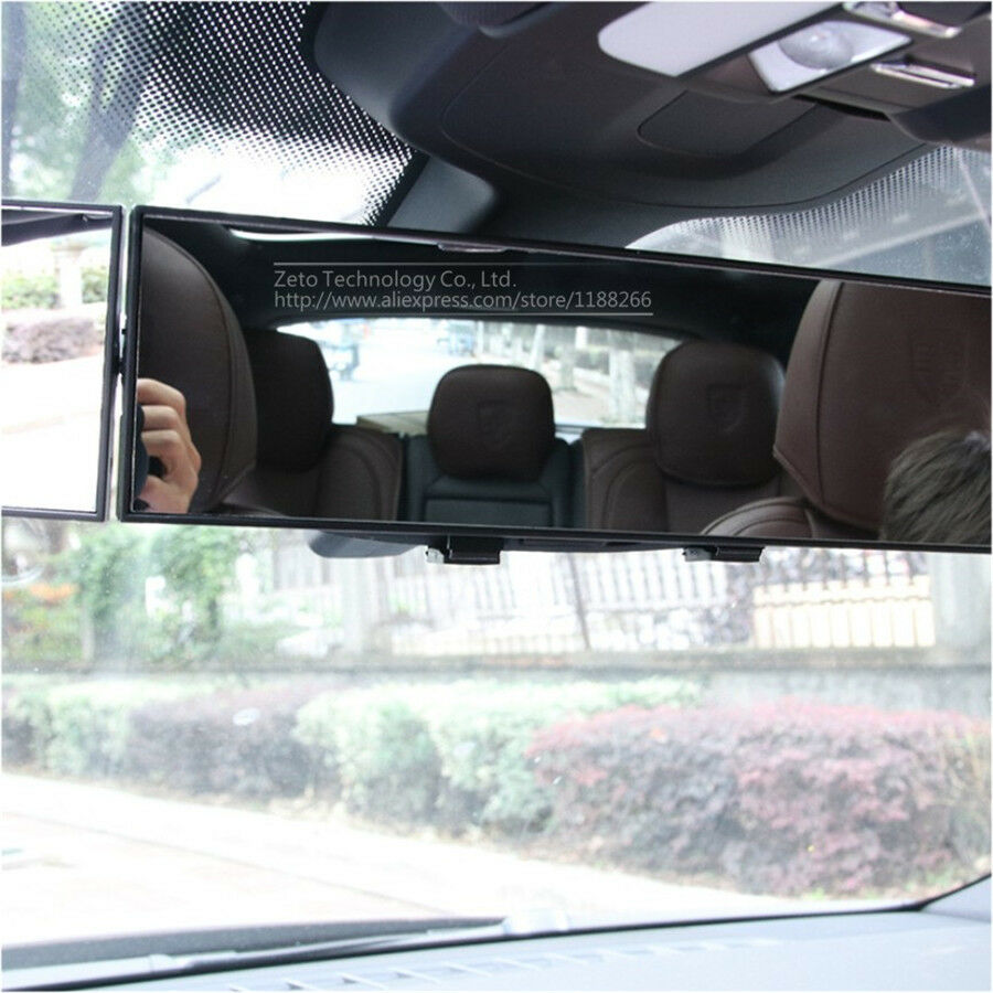 Car Tri-fold Curved Rear View Mirror Wide Angle Panoramic Anti-dazzling 380mm